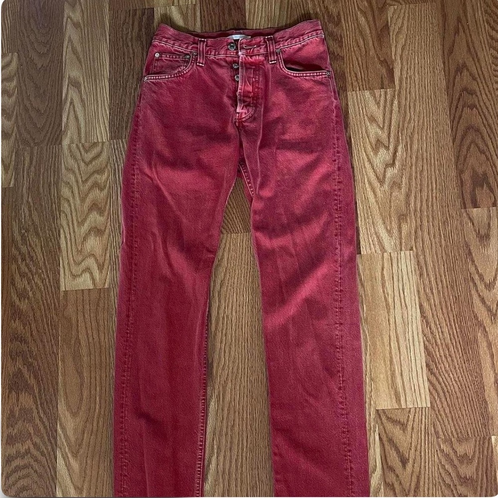 Helmut Lang Washed Red Womens Straight Leg Jeans
